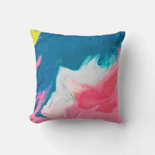 Cojín Decorativo Fondo de pintura rosa y turquesa abstracto con