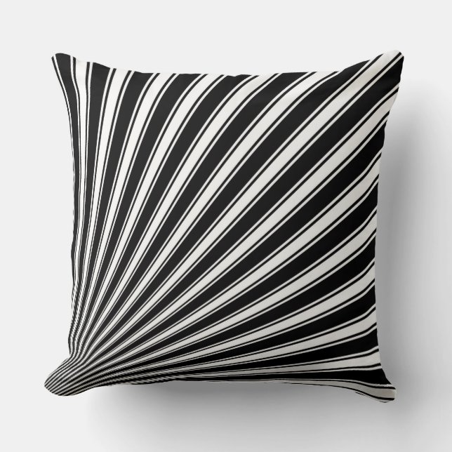 Cojín Decorativo Fondo de rayas de sol funky negro y blanco (Anverso)