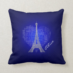 Cojín Decorativo Fondo del azul del resplandor de París del amor
