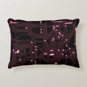 Cojín Decorativo fondo del circuito del microchip rosa, 3d,ab