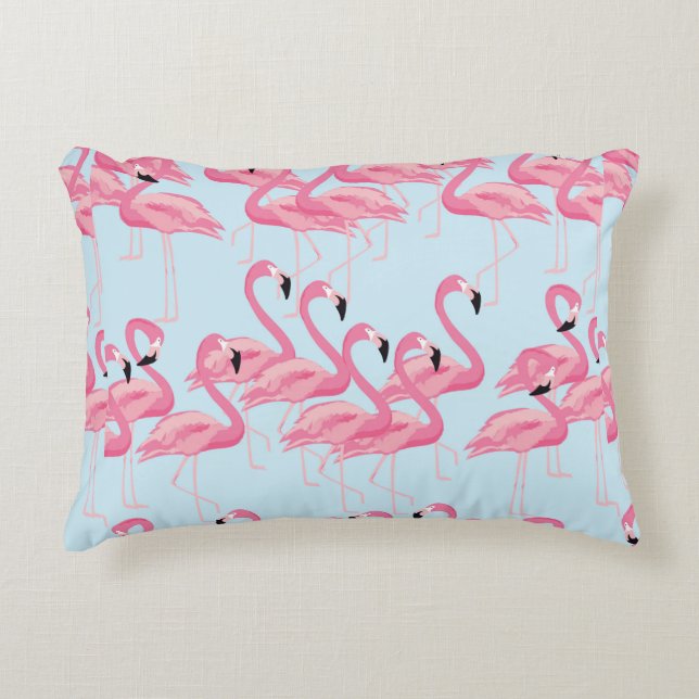 Cojín Decorativo Fondo del patrón fluido del ave flamingo tropical (Anverso)