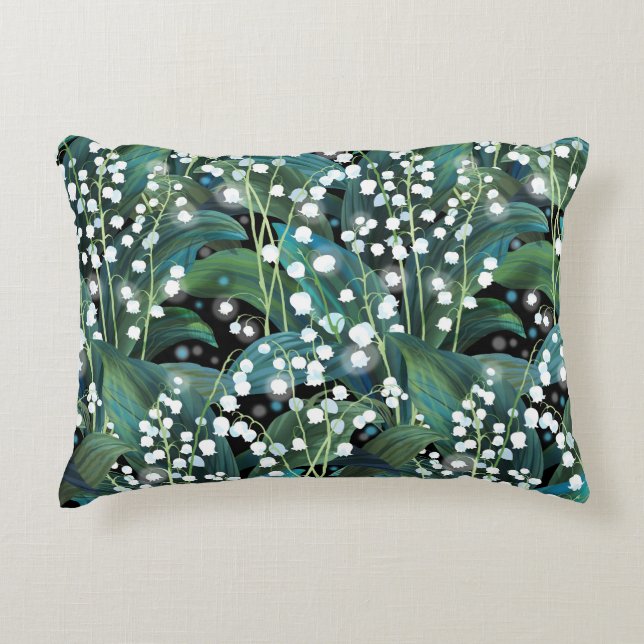 Cojín Decorativo Fondo del patrón sin soldadura de Lily Valley (Anverso)