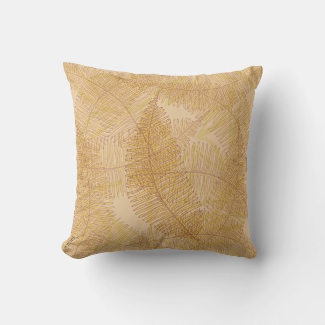 Cojín Decorativo Fondo elegante de hojas de oro (Anverso)