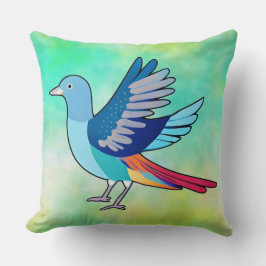 Cojín Decorativo Fondo estilizado de mármol de pájaro azul