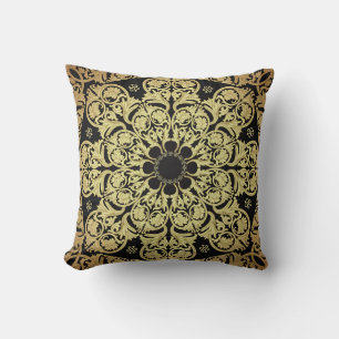 Cojín Decorativo Fondo floral con remolinos de oro de lujo