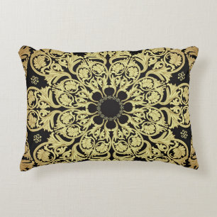 Cojín Decorativo Fondo Floral De Lujo Dorado Swirls