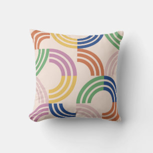 Cojín Decorativo Fondo geométrico de curvas retro rayadas