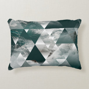 Cojín Decorativo fondo geométrico marino abstracto con triángulos,