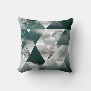 Cojín Decorativo fondo geométrico marino abstracto con triángulos,
