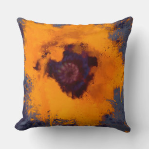 Cojín Decorativo Fondo gris azul pintado con flores amarillas clara