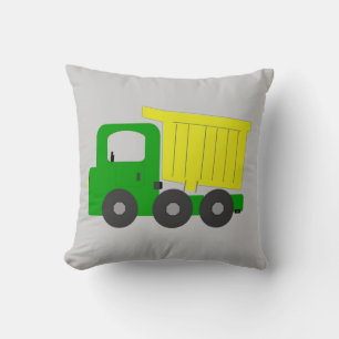 Cojín Decorativo Fondo gris del camión de volcado amarillo