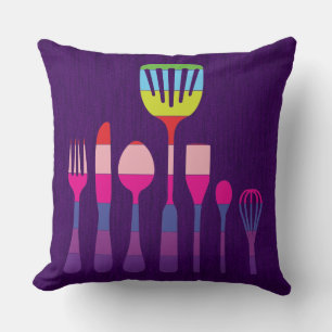 Cojín Decorativo Fondo Morado Cocina Retro Cocinando #4