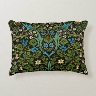 Cojín Decorativo Fondo negro Patrón Blackthorn vintage de Morris