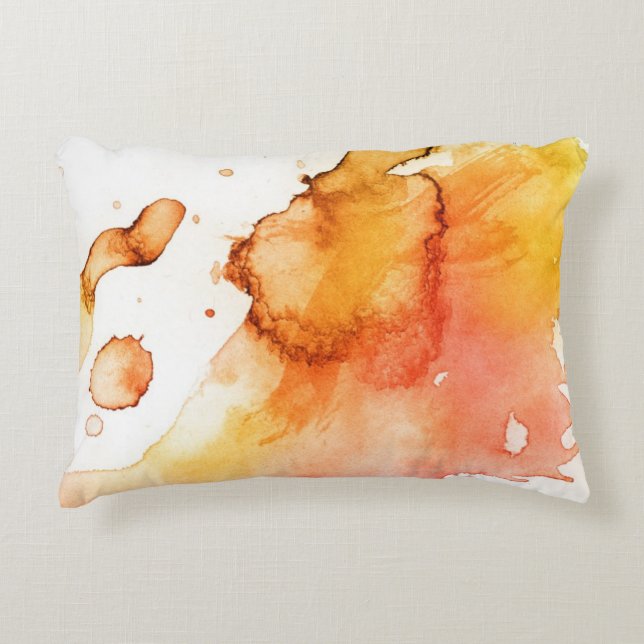 Cojín Decorativo Fondo pintado a mano 2 de la acuarela abstracta (Anverso)