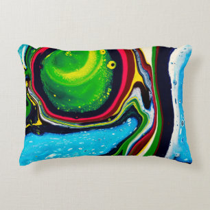 Cojín Decorativo Fondo pintado a mano abstracto, acrílico líquido p