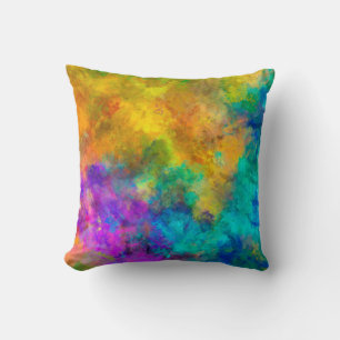 Cojín Decorativo fondo pintado de arco iris vibrante abstracto de a