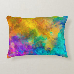Cojín Decorativo fondo pintado de arco iris vibrante abstracto de a