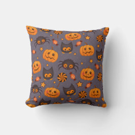 Cojín Decorativo Fondo púrpura del patrón de Halloween