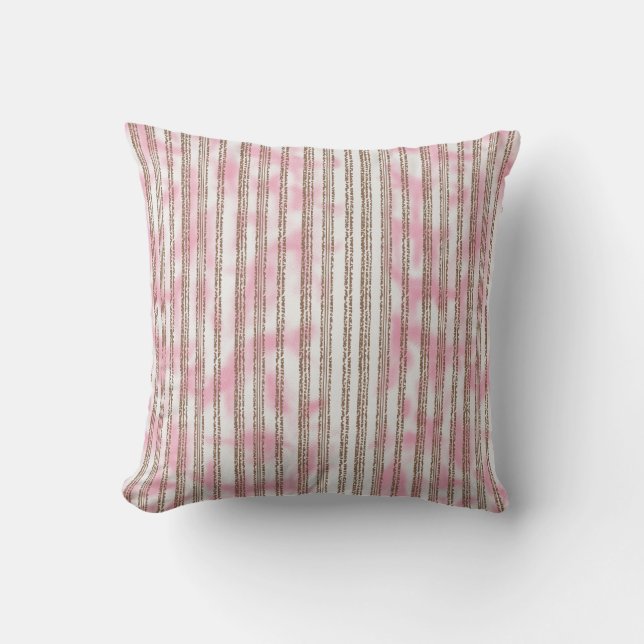 Cojín Decorativo fondo rayado rosa y blanco (Anverso)
