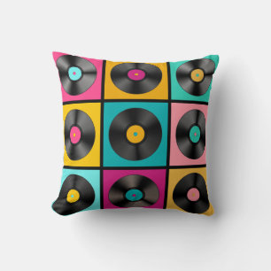 Cojín Decorativo Fondo retro de registros de vinilo vintage