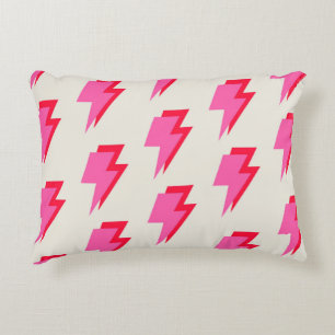 Cojín Decorativo Fondo Rojo Rosa Relámpago Patrón Y2K