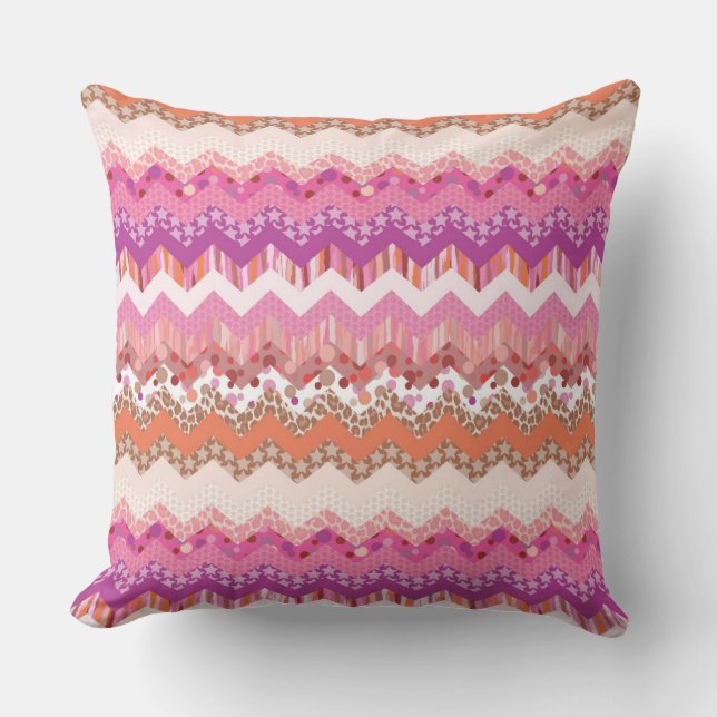 Cojín Decorativo Fondo rosado del zigzag (Anverso)