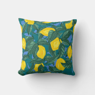 Cojín Decorativo Fondo sin soldadura con limones y hojas