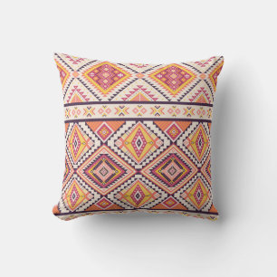 Cojín Decorativo Fondo tribal azteca a rayas sin soldadura