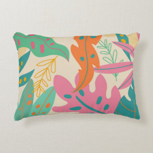 Cojín Decorativo Fondo tropical con plantas de selva. Hoja de palma