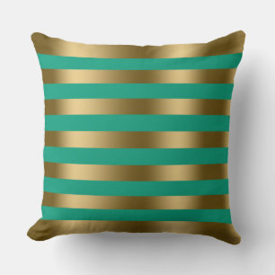 Cojín Decorativo Fondo turquesa de bandas de oro