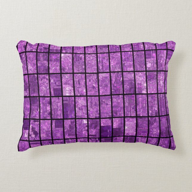 Cojín Decorativo Fondo violeta de mosaico abstracto brillante con g (Anverso)