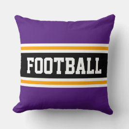 Cojín Decorativo FOOTBALL Fun Sporty Purple Black Athletic Stripes