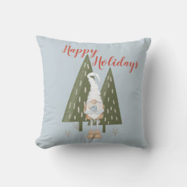 Cojín Decorativo Forest Gnome Happy Holidays Ice Blue