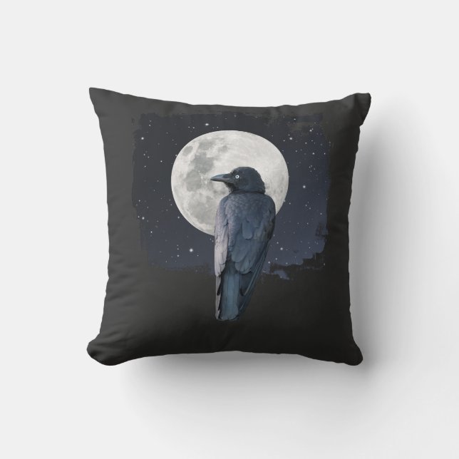Cojín Decorativo Forest Raven Cold Moon (Anverso)