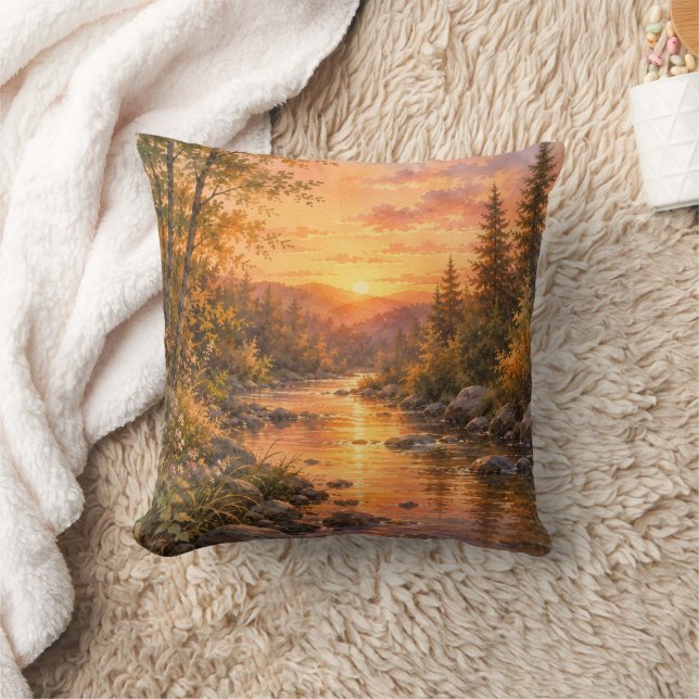 Cojín Decorativo Forest Sunset Throw Pillow Cover (Manta)
