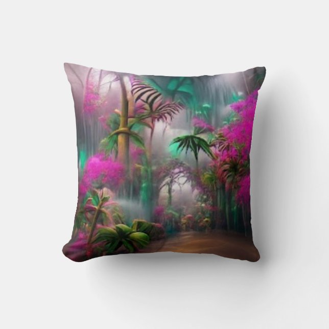 Cojín decorativo forestal tropical (Anverso)