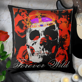 Cojín Decorativo Forever Wilthic Skull Roses Rojos