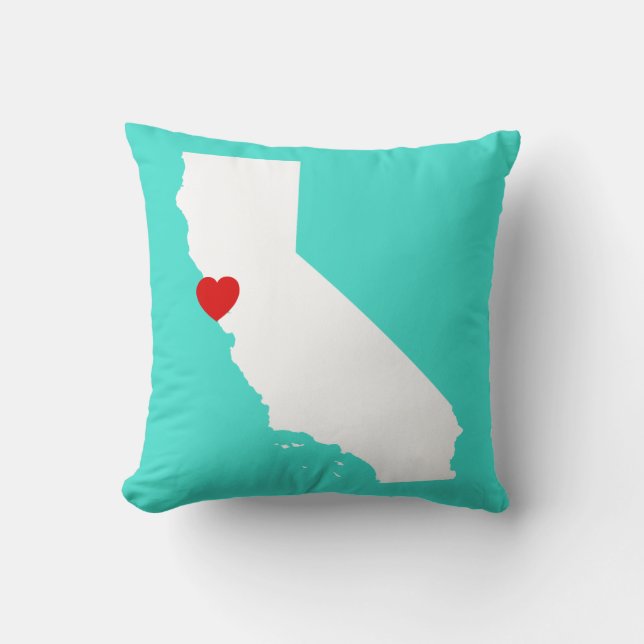 Cojín Decorativo Forma de California con corazón rojo (Anverso)