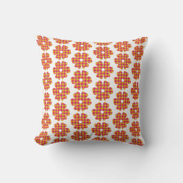 Cojín Decorativo Forma de Flor a Cuadros Amarillo Naranja Rosa