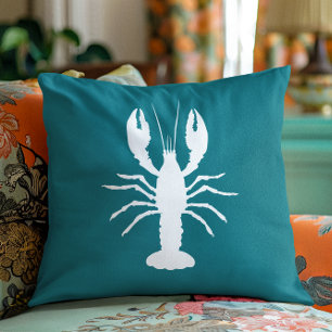Cojín Decorativo Forma de langosta azul teal y blanca