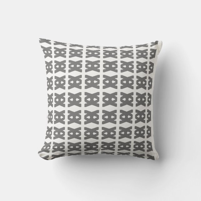 Cojín Decorativo Forma geométrica gris plateado y blanco (Anverso)