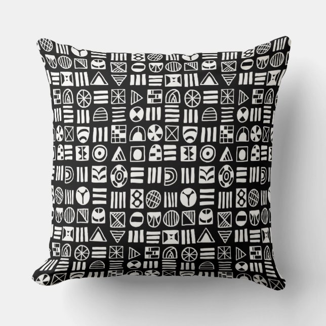 Cojín Decorativo Formas abstractas 060617 Patrón - Blanco sobre neg (Anverso)