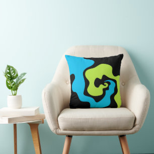 Cojín Decorativo Formas abstractas azules verdes negras elegantes y