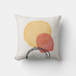 Cojín Decorativo Formas abstractas de acuarela naranja rojo negro