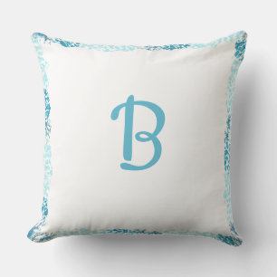 Cojín Decorativo Formas abstractas de borde azul Monograma