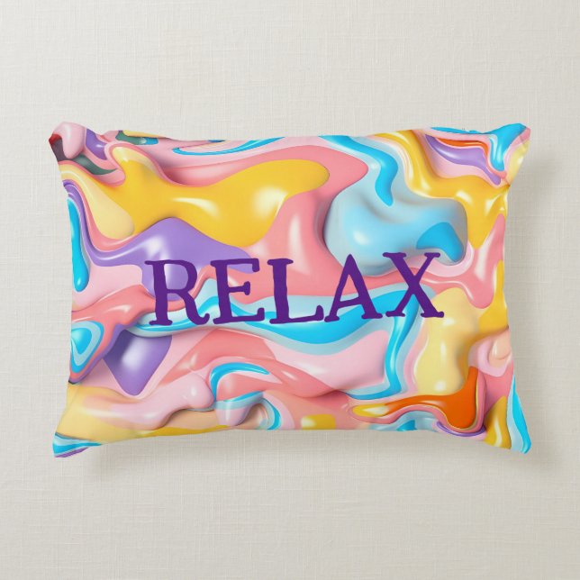 Cojín Decorativo Formas abstractas de plástico con texto Relax (Anverso)