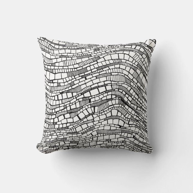 Cojín Decorativo Formas abstractas en negro y blanco (Anverso)
