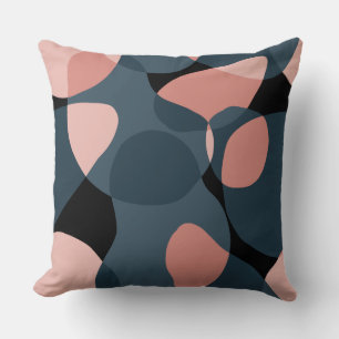 Cojín Decorativo Formas abstractas modernas en rosa y gris sobre ne
