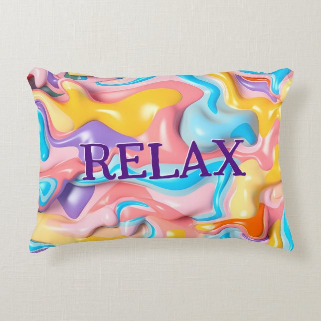 Cojín Decorativo Formas abstractas plásticas con texto relajado (Anverso)