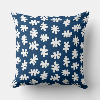 Cojín Decorativo Formas amórficas 120322 - Blanco sobre azul índigo